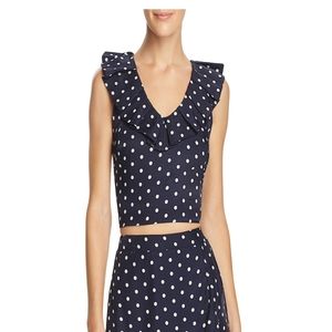 Lucy Paris polka dot crop top with ruffle …